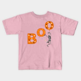 boo with skeleton and spiders in halloween Kids T-Shirt